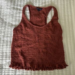 American Eagle rust colored crinkle crop top